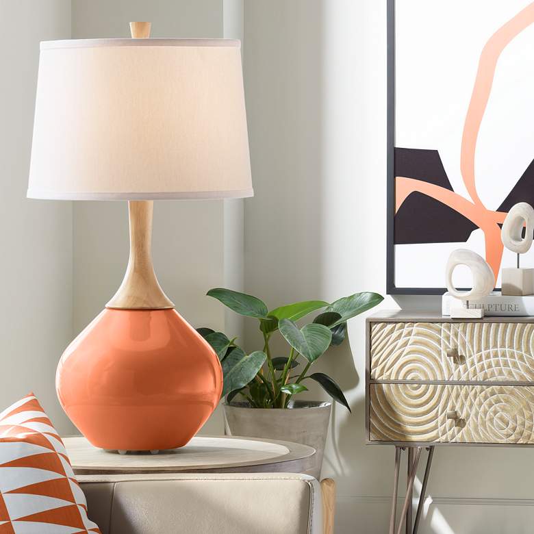 Image 1 Color Plus Wexler 31" White Shade with Robust Orange Table Lamp