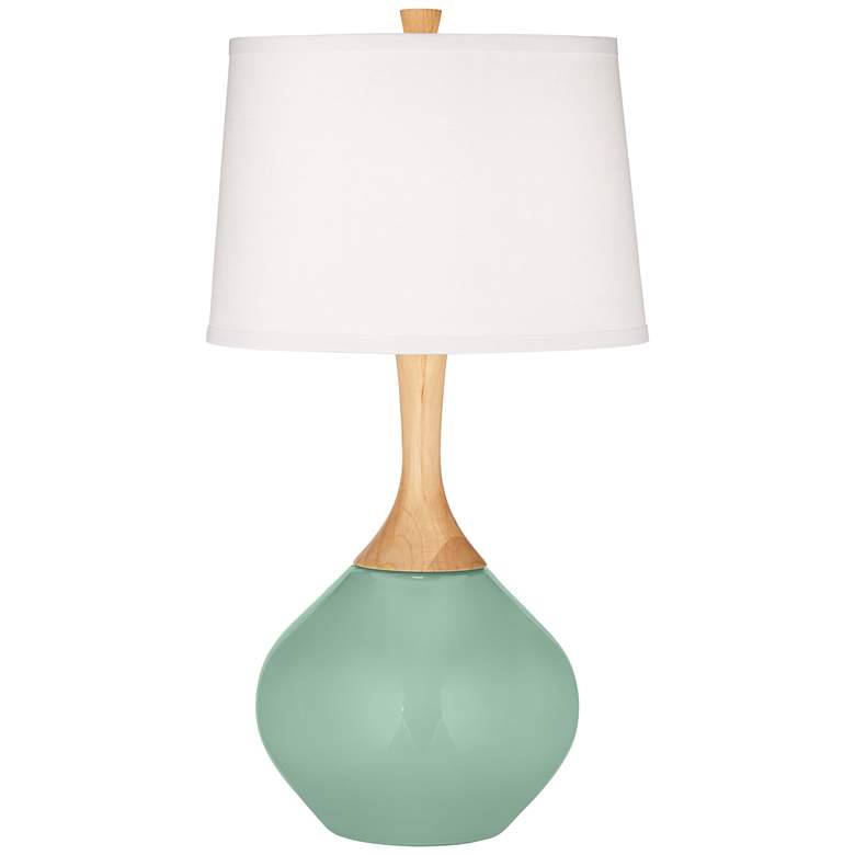 Image 2 Color Plus Wexler 31 inch Wood and Grayed Jade Green Table Lamp