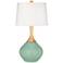 Color Plus Wexler 31" Wood and Grayed Jade Green Table Lamp