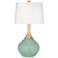 Color Plus Wexler 31" Wood and Grayed Jade Green Table Lamp