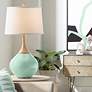 Color Plus Wexler 31" Wood and Grayed Jade Green Table Lamp