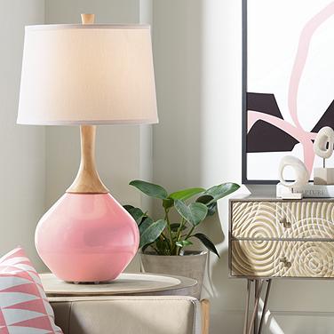 Color Plus Wexler 31" White Shade Haute Pink Table Lamp