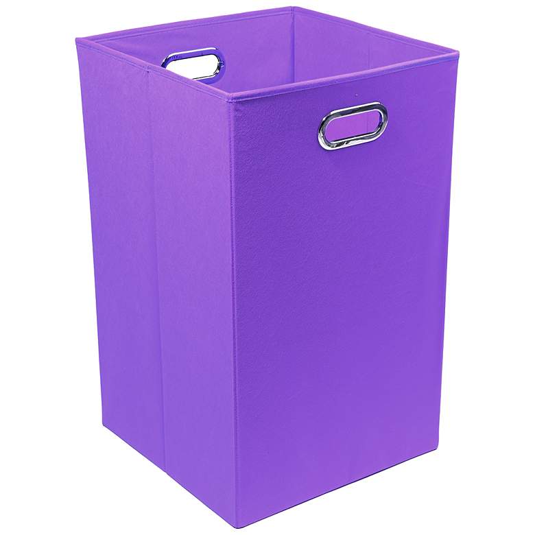 Image 1 Color Pop Solid Purple Folding Laundry Basket