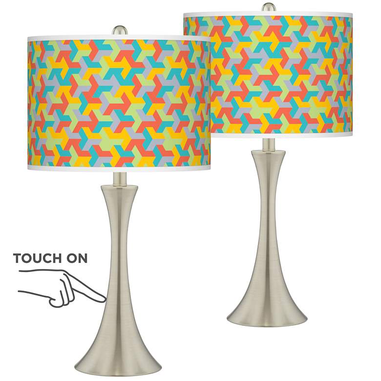 Image 1 Color Spring Trish Brushed Nickel Touch Table Lamps Set of 2