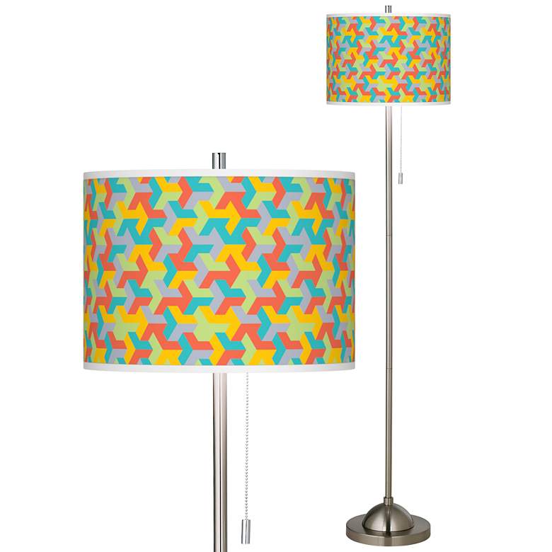 Image 1 Color Sprint Brushed Nickel Pull Chain Floor Lamp