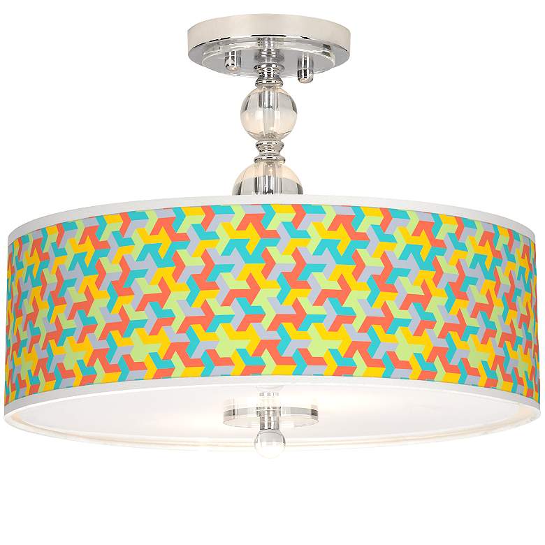 Image 1 Color Sprint Giclee 16" Wide Semi-Flush Ceiling Light
