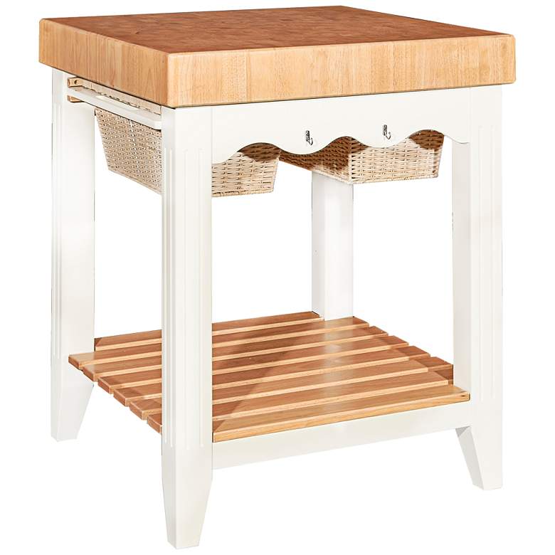 Image 1 Color Story White Butcher Block Kitchen Island with Storage