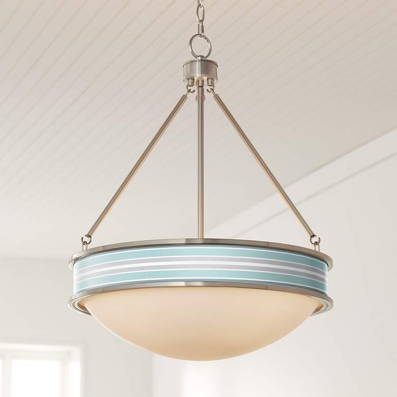 Image 1 Color Stripes 20 1/2 inch Wide Brushed Nickel Pendant Light