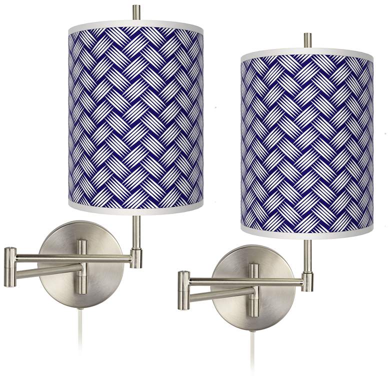 Image 1 Color Weave Tessa Brushed Nickel Swing Arm Wall Lamps Set of 2