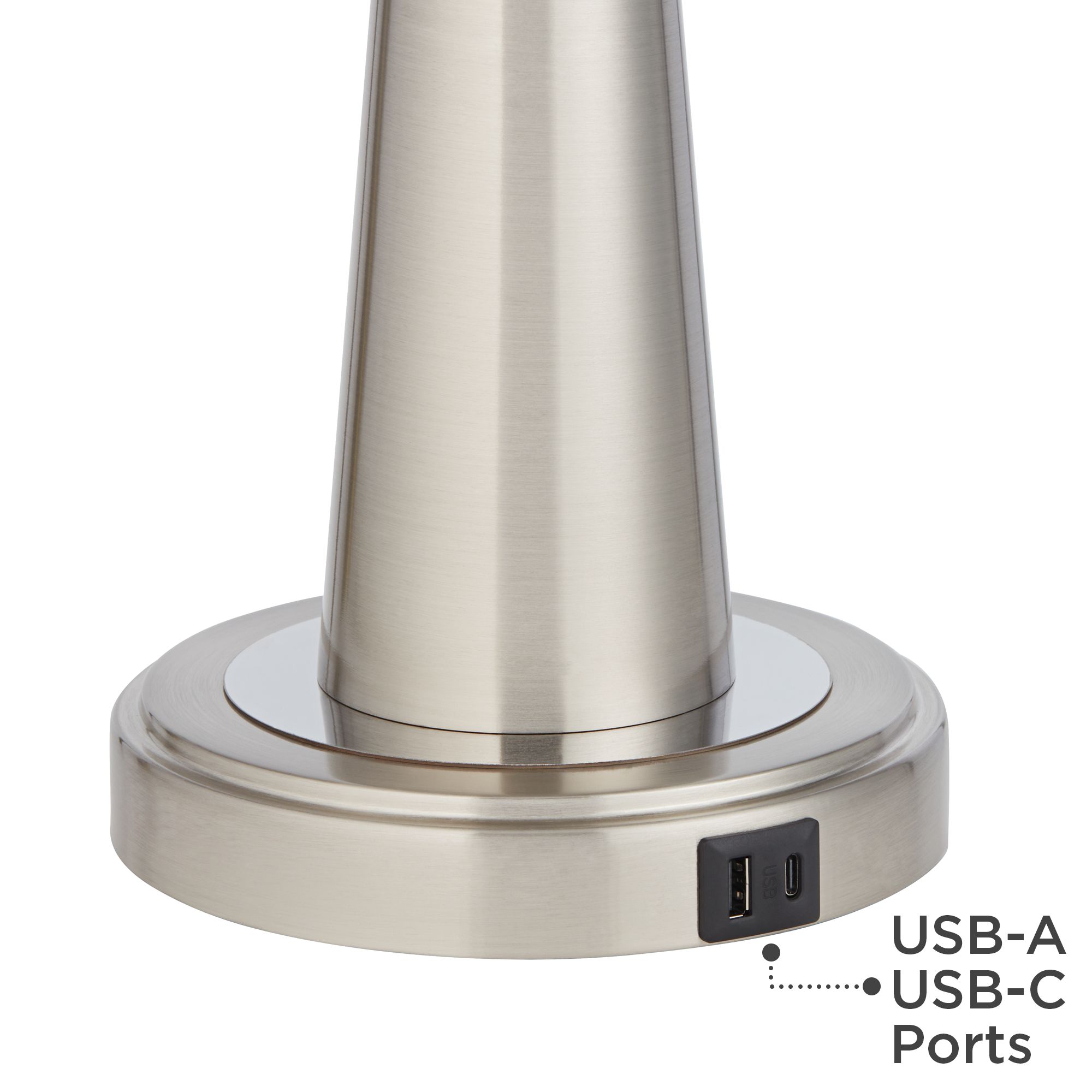 Image 5 Color Weave Vicki Brushed Nickel USB Table Lamps Set of 2 more views