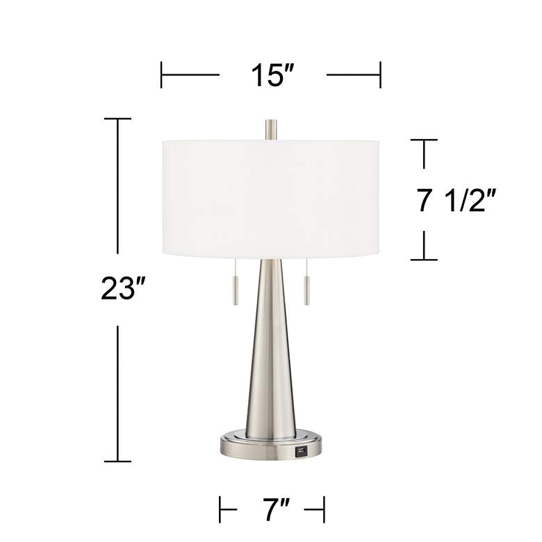 Image 7 Color Weave Vicki Brushed Nickel USB Table Lamps Set of 2 more views