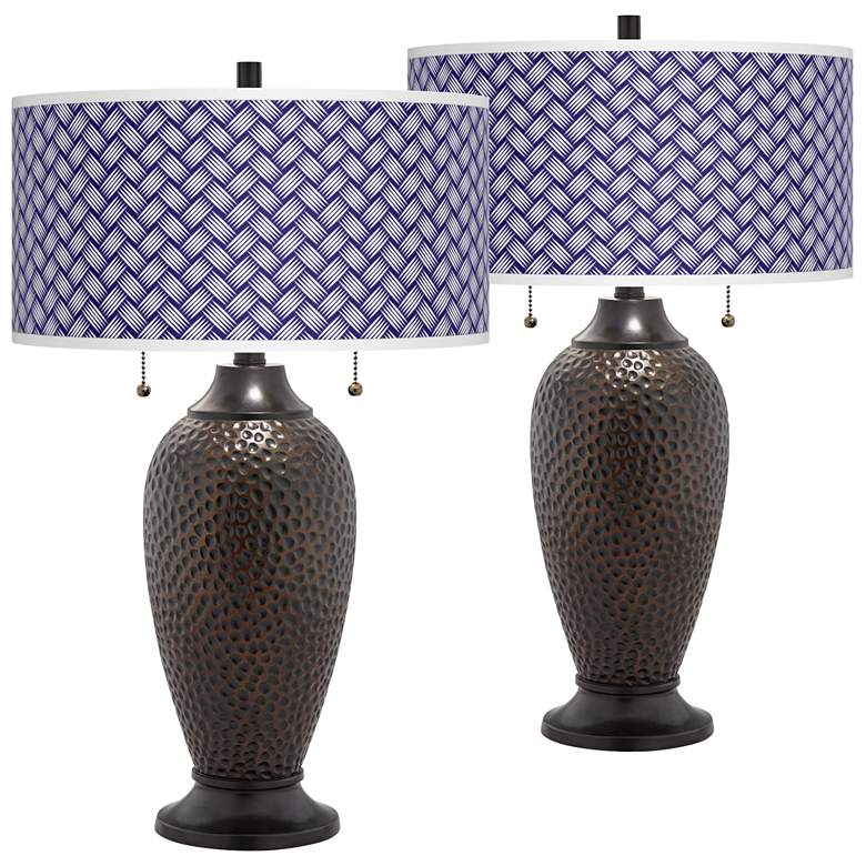 Image 1 Color Weave Zoey Hammered Bronze Table Lamp Set of 2