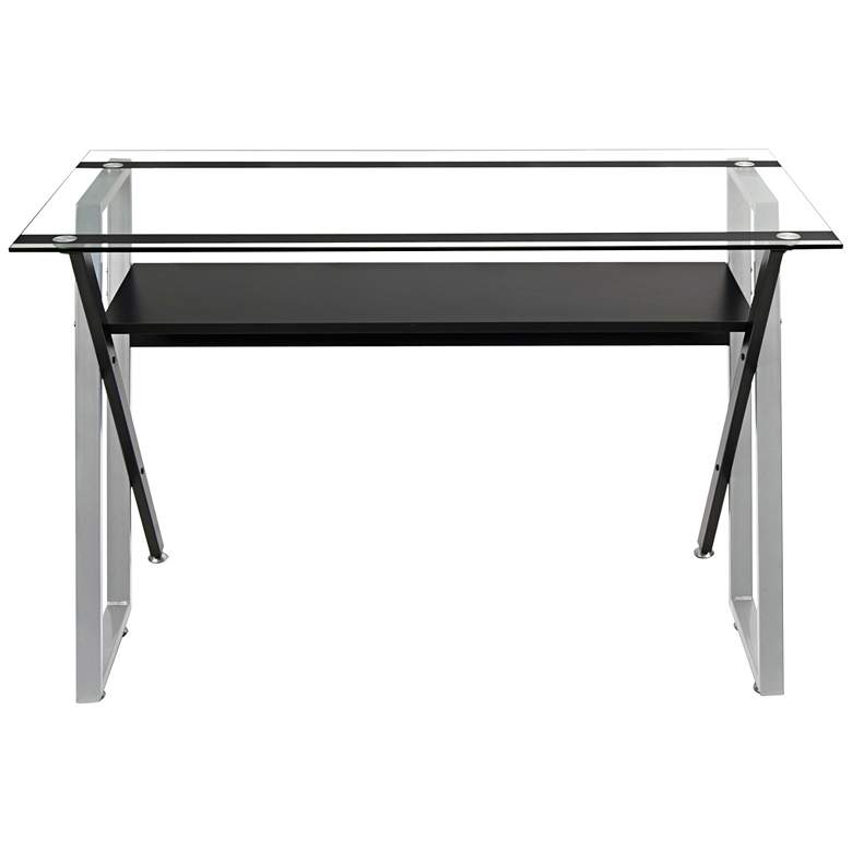 Image 3 Colorado 47 inch Wide Black and Silver Modern Office Desk more views