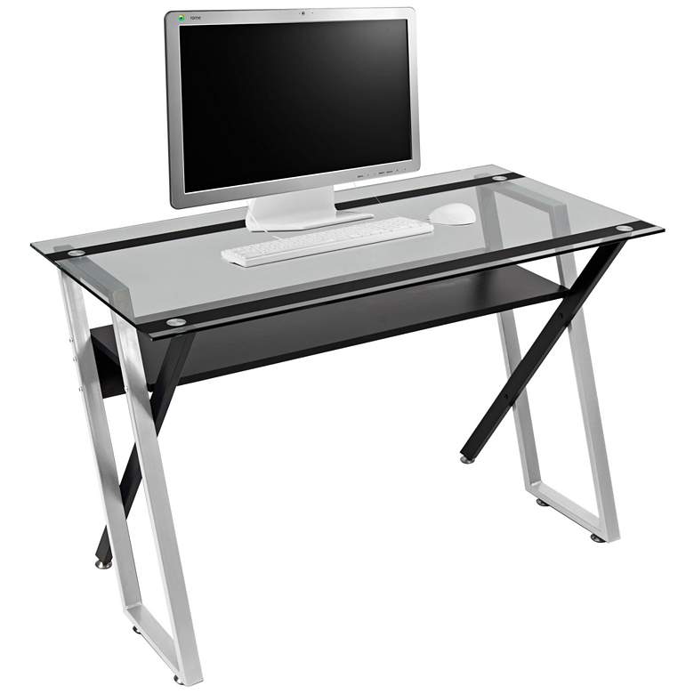 Image 5 Colorado 47 inch Wide Black and Silver Modern Office Desk more views
