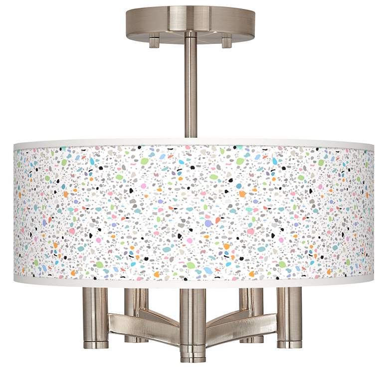 Image 1 Colored Terrazzo Ava 5-Light Nickel Ceiling Light