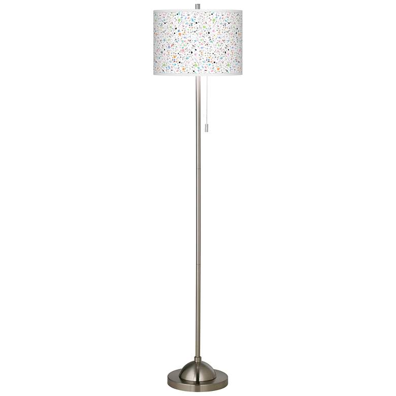 Image 2 Colored Terrazzo Brushed Nickel Pull Chain Floor Lamp