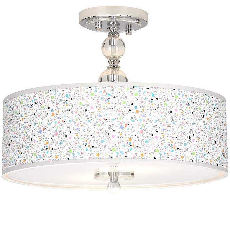 Image 1 Colored Terrazzo Giclee 16 inch Wide Semi-Flush Ceiling Light