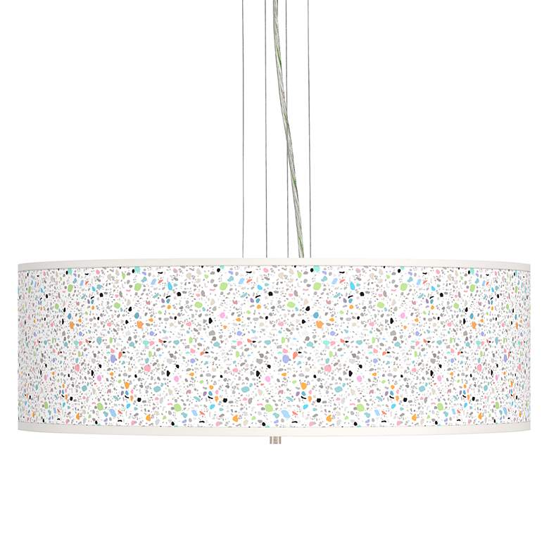 Image 1 Colored Terrazzo Giclee 24 inch Wide 4-Light Pendant Chandelier