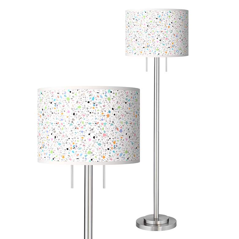 Image 1 Colored Terrazzo Giclee Brushed Nickel Garth Floor Lamp