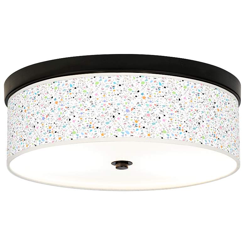Image 1 Colored Terrazzo Giclee Energy Efficient Bronze Ceiling Light