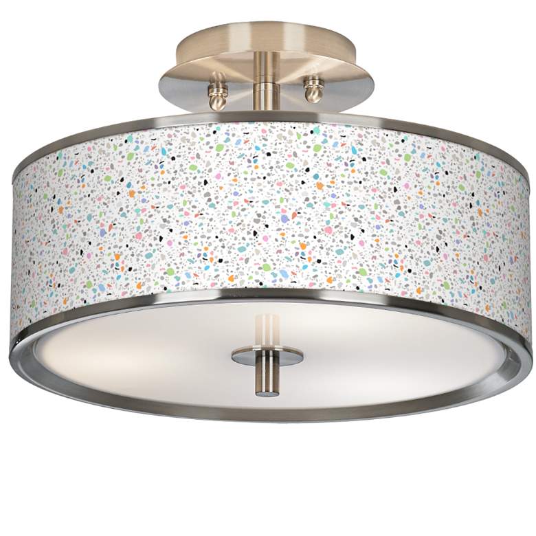 Image 1 Colored Terrazzo Giclee Glow 14 inch Wide Ceiling Light