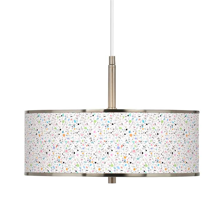 Image 1 Colored Terrazzo Giclee Glow 16 inch Wide Pendant Light