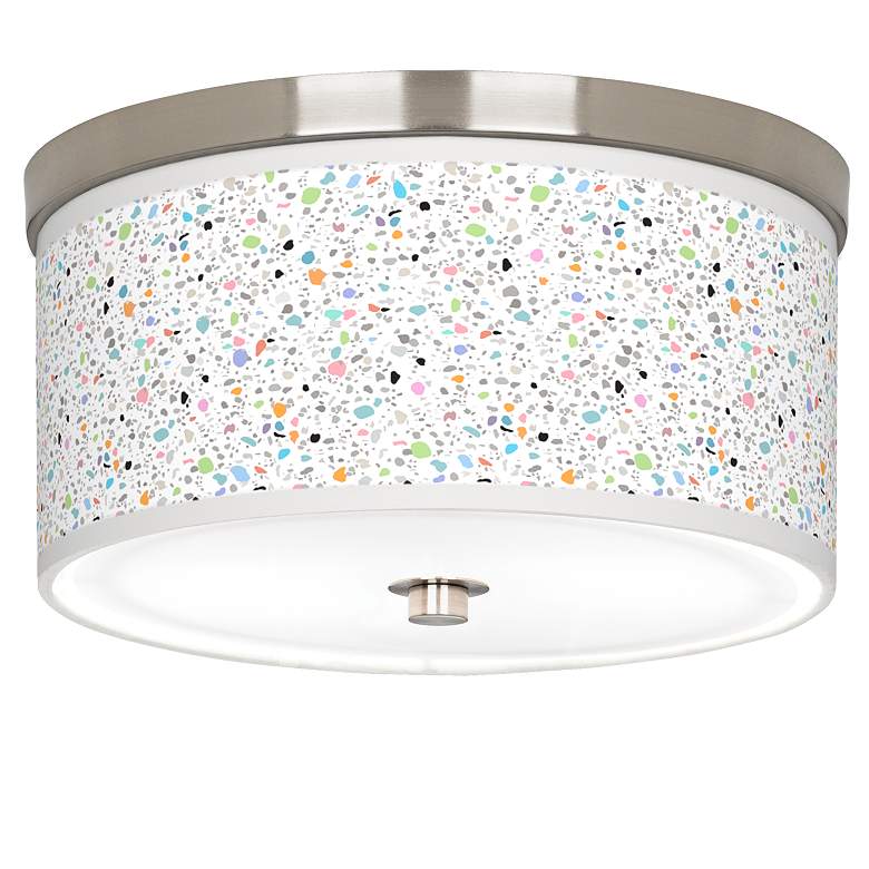 Colored Terrazzo Giclee Nickel 10 1/4&quot; Wide Ceiling Light