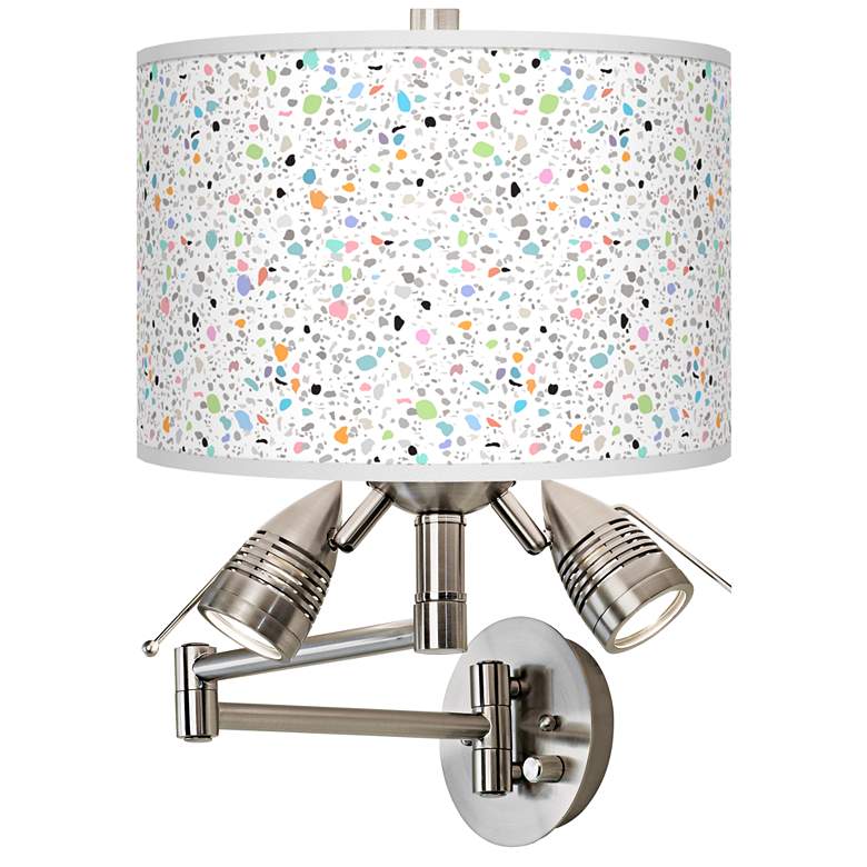 Image 1 Colored Terrazzo Giclee Plug-In Swing Arm Wall Lamp