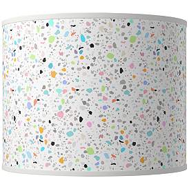 Image1 of Colored Terrazzo Giclee Round Drum Lamp Shade 14x14x11 (Spider)