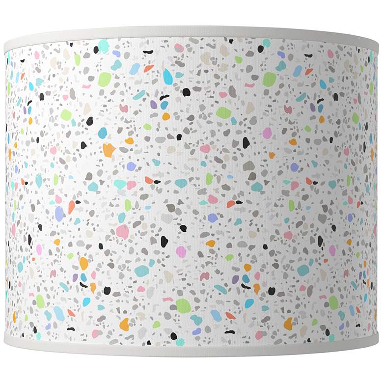 Image 1 Colored Terrazzo Giclee Round Drum Lamp Shade 14x14x11 (Spider)