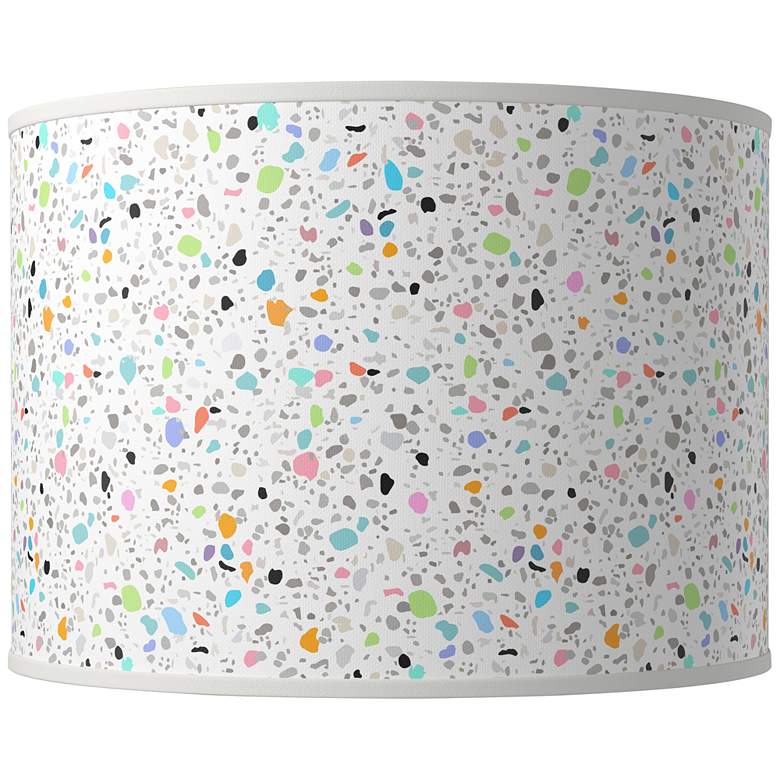 Image 1 Colored Terrazzo Giclee Round Drum Lamp Shade 15.5x15.5x11 (Spider)