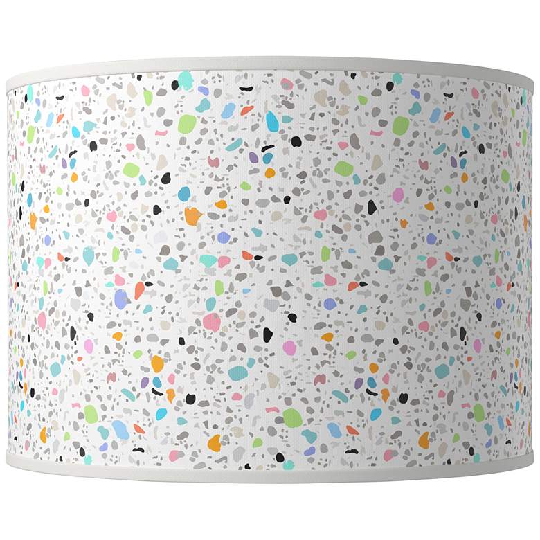 Image 1 Colored Terrazzo Giclee Round Drum Lamp Shade 15.5x15.5x11 (Spider)