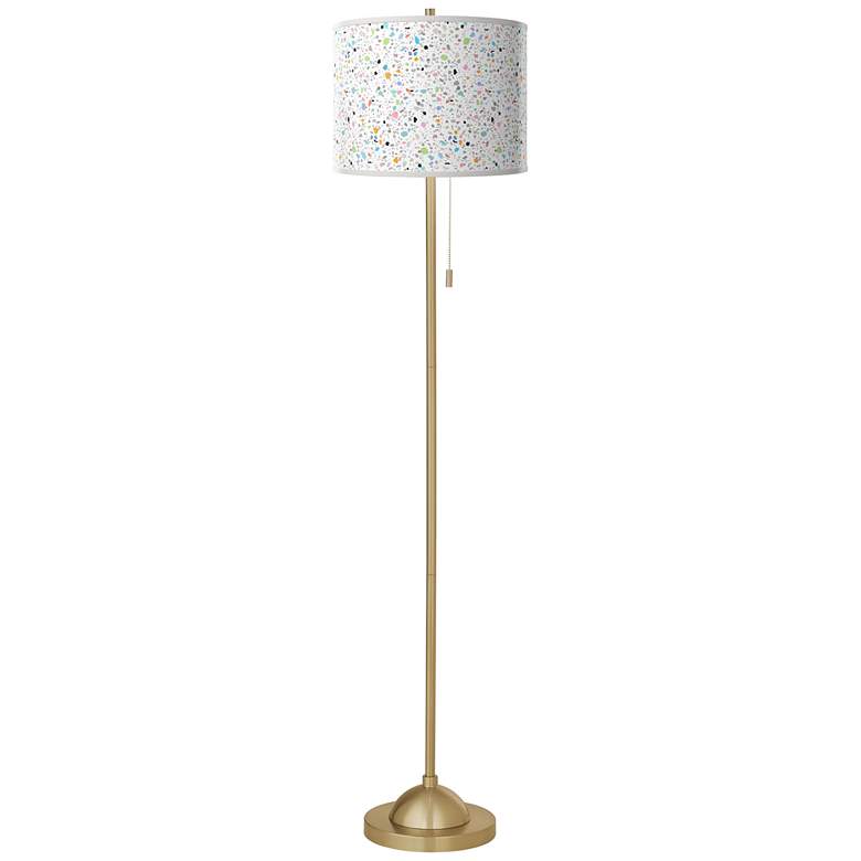 Image 2 Colored Terrazzo Giclee Warm Gold Stick Floor Lamp