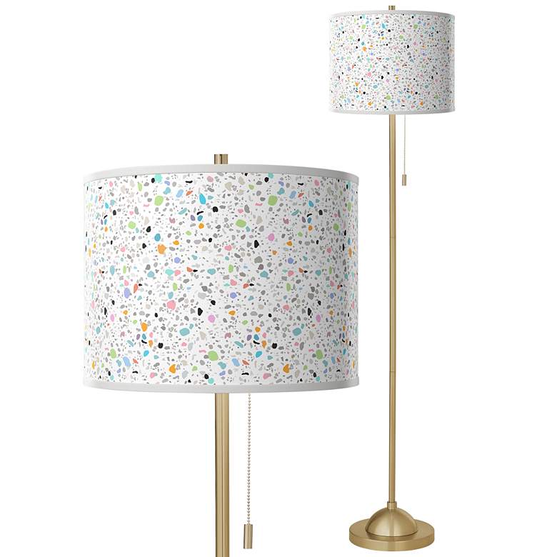 Image 1 Colored Terrazzo Giclee Warm Gold Stick Floor Lamp
