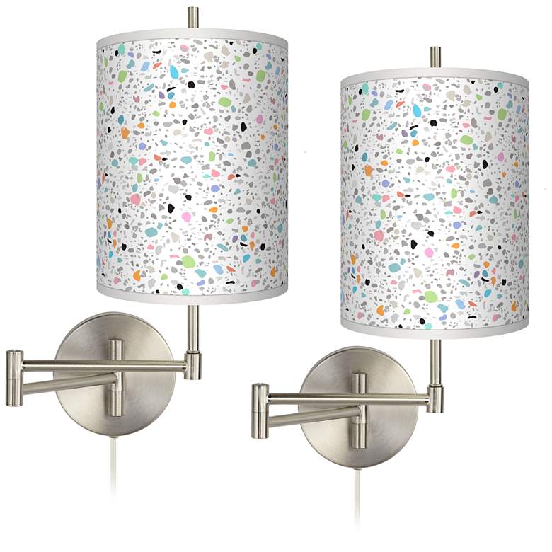 Image 1 Colored Terrazzo Tessa Brushed Nickel Wall Lamps Set of 2