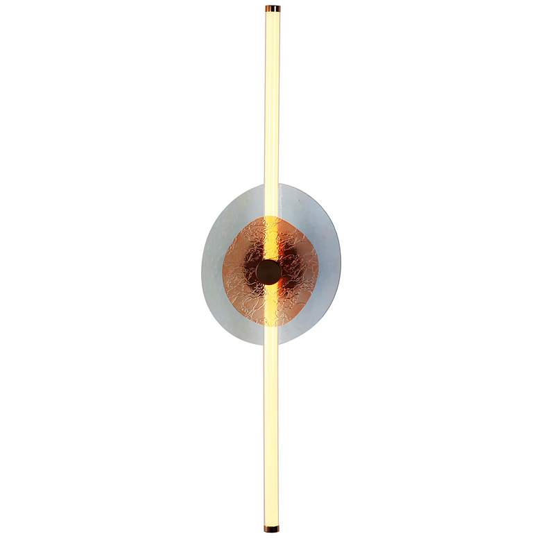Image 1 Colorella LED 39" Wall Sconce in Rose Gold with Hammered Blue Shade