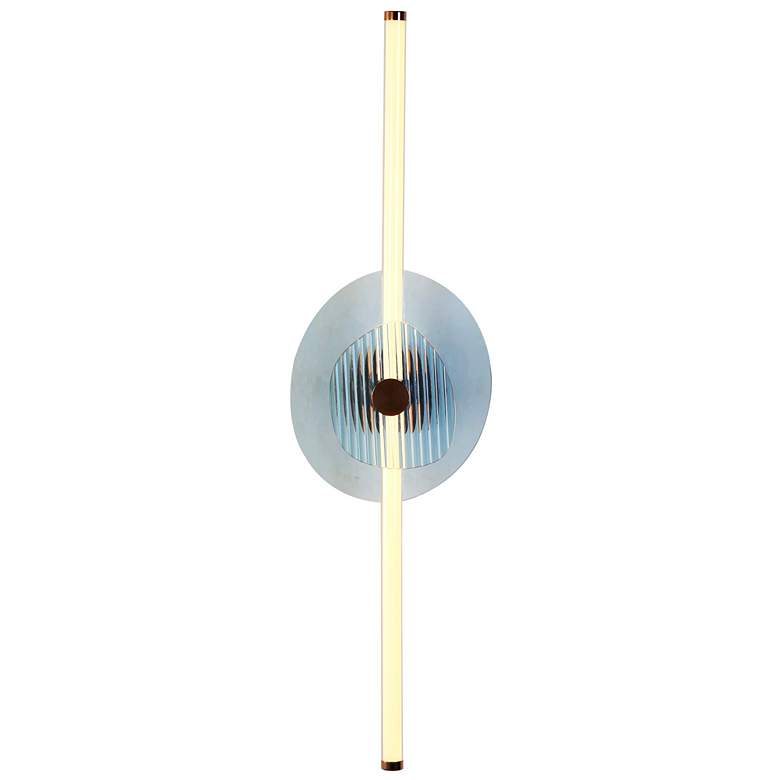 Image 1 Colorella LED 39" Wall Sconce in Rose Gold with Hammered Blue Shade