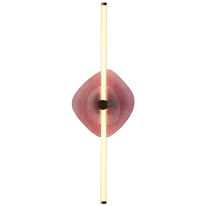 Image 1 Colorella LED 39" Wall Sconce in Rose Gold with Hammered Purple Shade