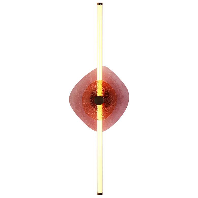 Image 1 Colorella LED 39" Wall Sconce in Rose Gold with Hammered Purple Shade