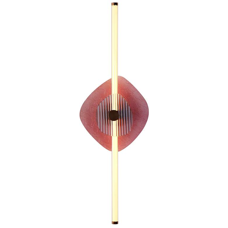Image 1 Colorella LED 39" Wall Sconce in Rose Gold with Hammered Purple Shade