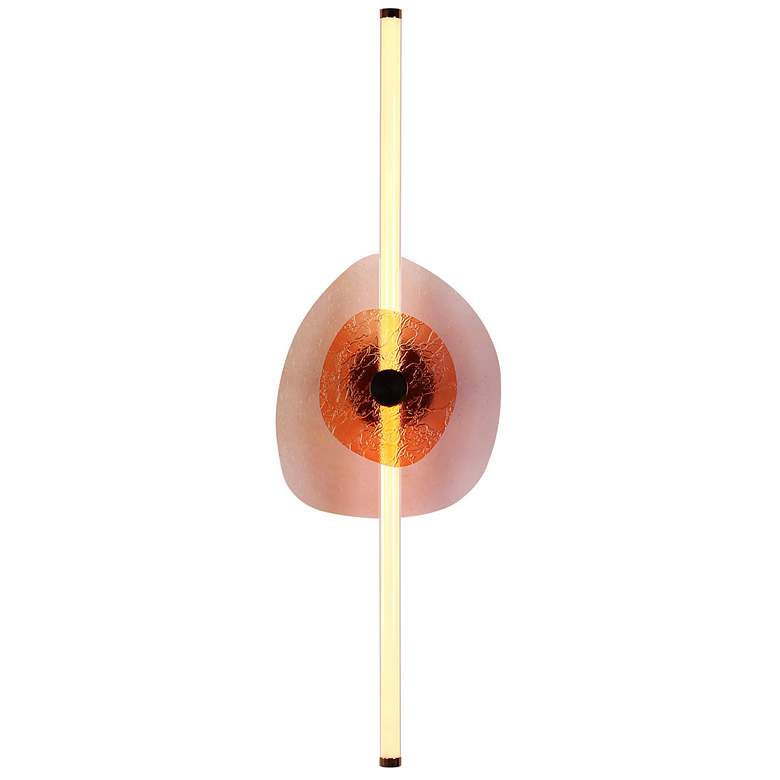 Image 1 Colorella LED 39" Wall Sconce in Rose Gold with Pink Seeded Shade