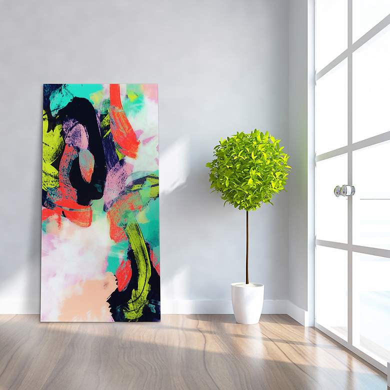 Image 7 Colorful 72" Wide Free Floating Tempered Glass Wall Art more views