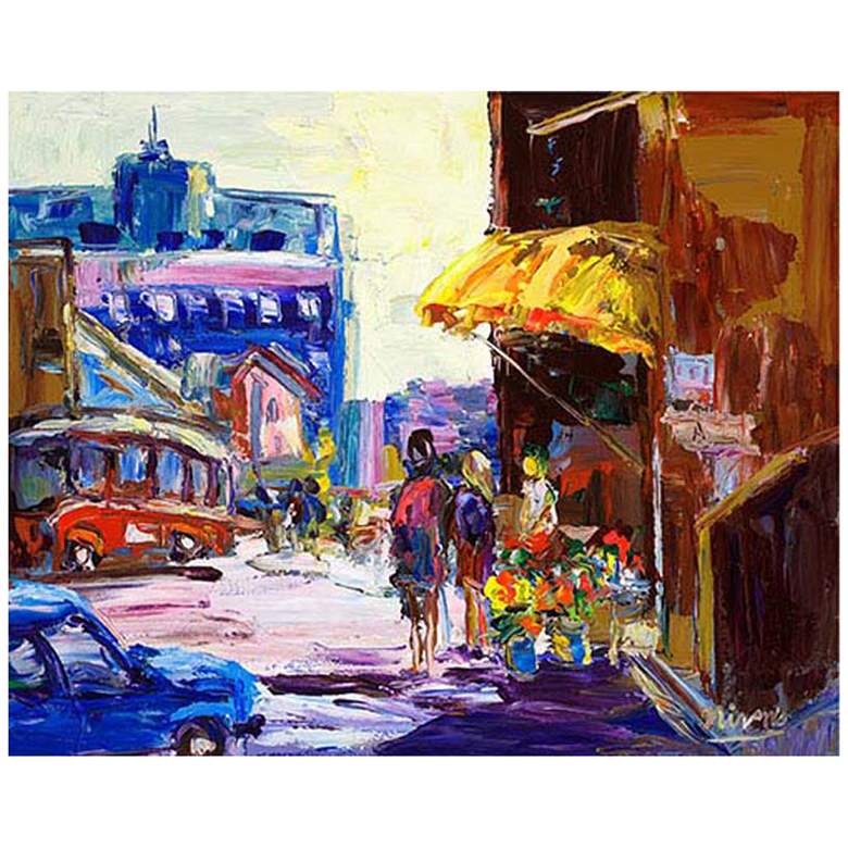 Image 1 Colorful City Next Stop 30 inch Wide Giclee Canvas Wall Art