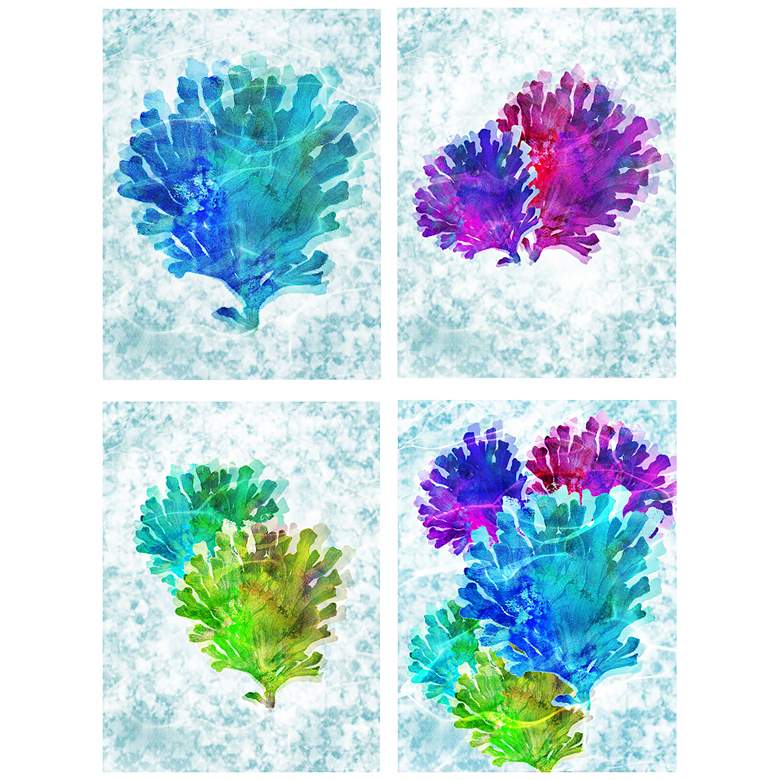 Image 1 Colorful Coral Fans 12"x16" 4-Piece Framed Wall Art Set