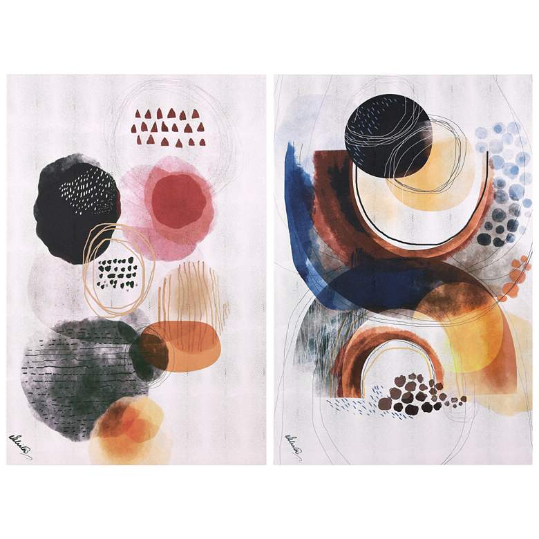 Image 1 Colorful Harmony I&II Colorful Silver Shagreen Wrapped Canvas Wall Art Set