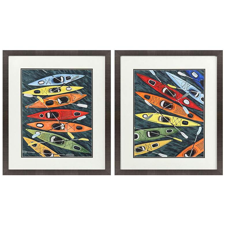 Image 1 Colorful Kayaks 24"W x 28"H Framed Wall Art Set of 2