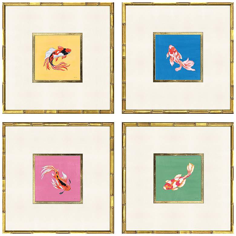 Image 2 Colorful Koi 23"W x 23"H Framed Art - Set of 4