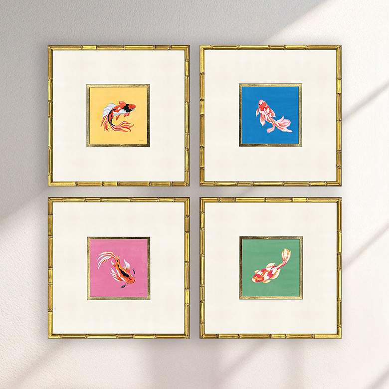 Image 1 Colorful Koi 23"W x 23"H Framed Art - Set of 4