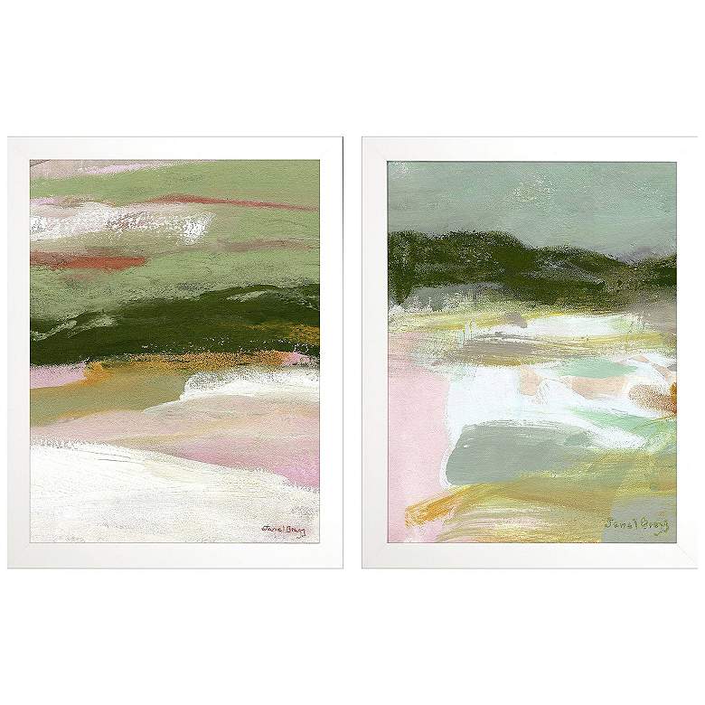 Image 1 Colorful Landscape 21"W x 27"H Non-Glass Framed Art Set of 2