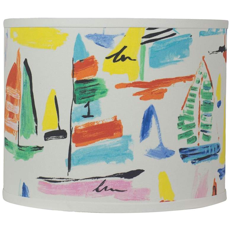 Image 1 Colorful Sailboats Drum Lamp Shade 16x16x13 (Spider)